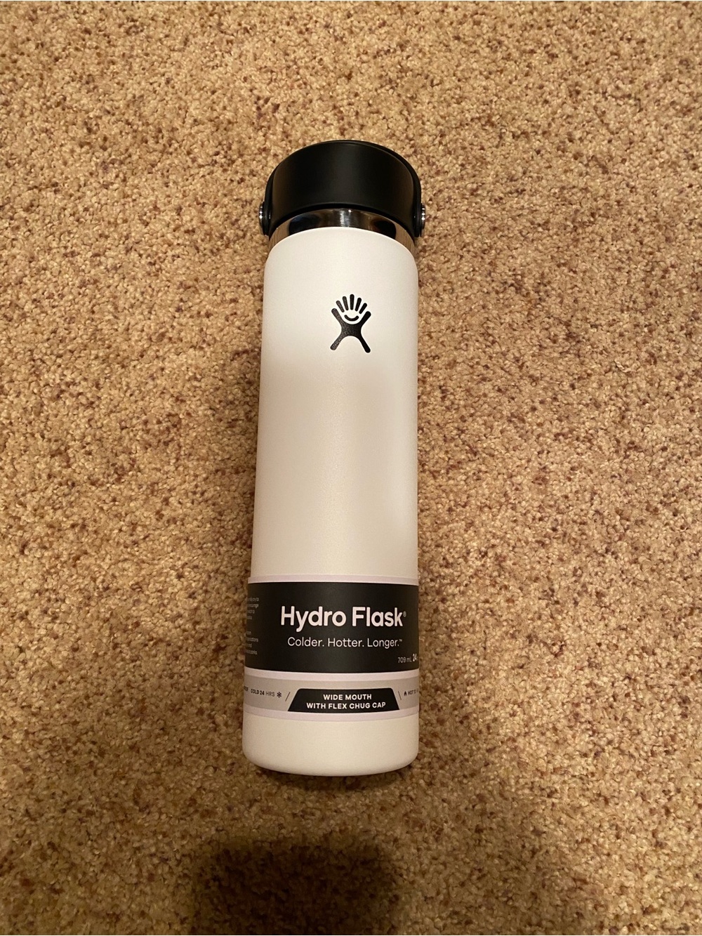 BRAND NEW Hydro Flask White Bottle with Black Lid and Silver Accent - Picture 2 of 5
